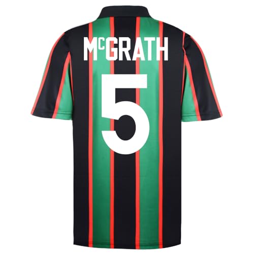 Image of Score Draw Aston Villa 1994 Away McGrath No 5 Football Shirt Green/Black X-Large Polyester