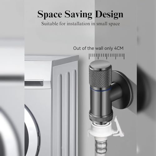 Image of Washing Machine Faucet, Water Spigot with Hose Handle, Washing Machine Tap Dishwasher Angle Valve Laundry Tap(Grey)