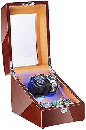 FENOKD Mechanical Watch Shaker Automatic Watch Winder for 2 Watches + 3 Storage with LED Light Soft Flexible Watch Pillow AC Adapter and Battery Powered Quie
