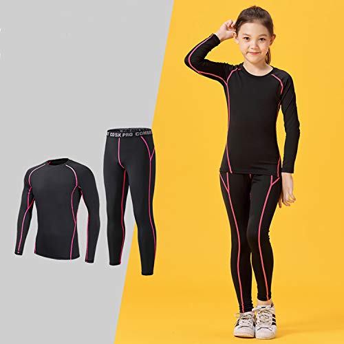 Girls Boys Compression Set Base Layer Athletic Leggings Kids Sports Shirts and Pant 2 Pcs Underwear2