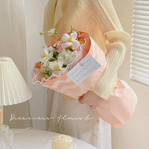 Image of Oasis Floral Products Flower Bouquet Wrapping & Gift Packing Cellophane Film Sheets 58x58cm (20 nos) Nude Pink Matt Ripple Waves Border