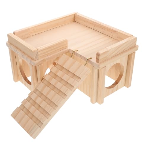 Abaodam Large Bearded Dragon Hideout Climbing Ramp Basking Platform Wooden Lizard Habitat Accessories for Desert Terrariums