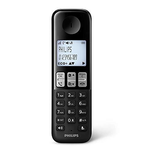 Téléphone DECT pour la maison Philips D2551B sans fil noir 50 noms