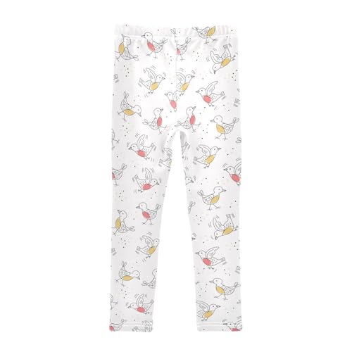 Birds Doodle Girls Leggings,Workout Leggings for Girls Toddler Athletic Leggings Size for 3-10T2