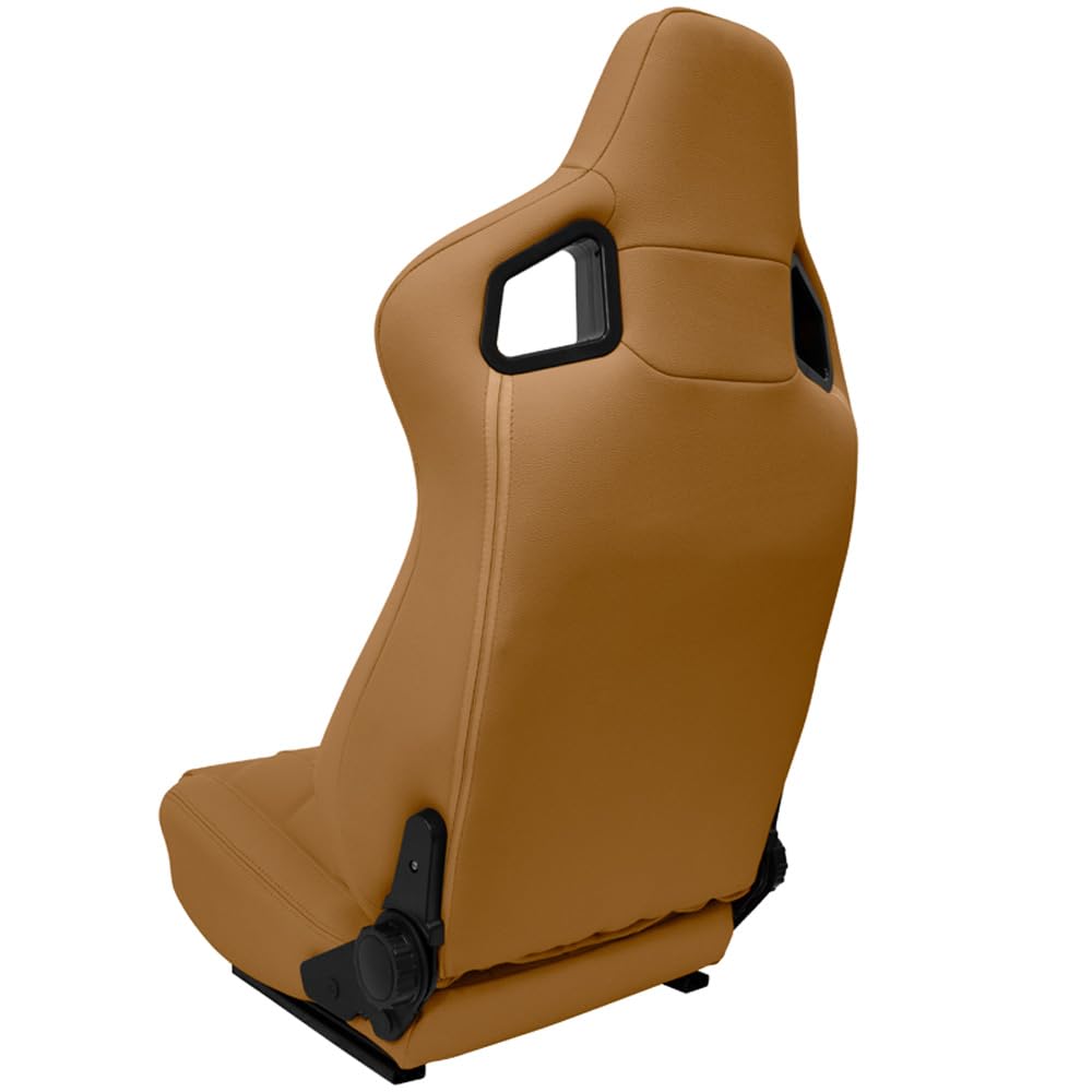 AutoStyle Siège baquet 'GK' - Beige Simili Cuir - Dossier réglable - incl. glissières