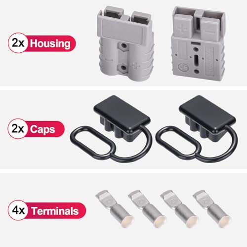 Spurtar 175A 1/0 AWG Battery Quick Connect Disconnect Cable (2 Pack) Wire Harness Plug for Winches, Trailer or Other Electrical Devices