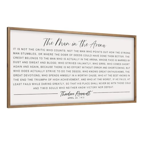 flangairy 32.3x 16.5 The Man in The Arena Wall Art Framed Office Decor