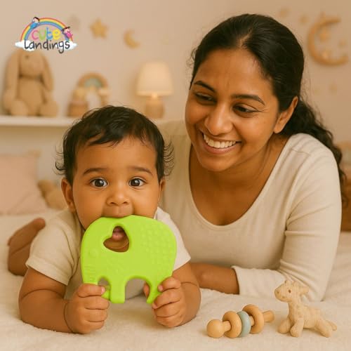 Image of Silicone Teething Toy for Newborn Baby Girls & Boys | BPA-Free, Food-Grade | Gum Relief, Chewing Aid |Teether| Easy-to-Grip Essentials (3+ Months)