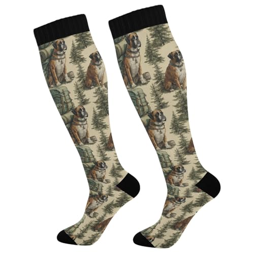 Calcetines De Compresión Campamento Para Perros Compass Puppies En El Bosque Antiampollas Adultos Medias Transpirables Deporte Socks Para Circulación Soporte Enfermera Mujeres 50Cm