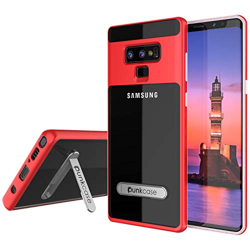 Galaxy Note 9 Case, PUNKcase [Lucid 3.0 Series] [Slim Fit] [Clear Back] Armor Cover w/Integrated Kickstand, Anti-Shock System & PUNKSHIELD Screen Protector for Samsung Galaxy Note 9 [Red]