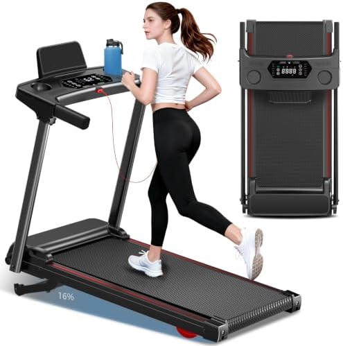Treadmill with 0-16% Auto Incline, 0.6-7.5MPH Walking Pad Treadmi...