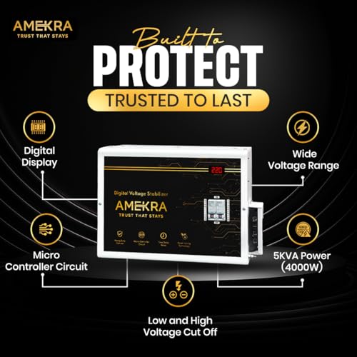 Image of 5 KVA 4000W Mainline Voltage Stabilizer for Single Phase Homes | 120V-280V Working Range | Digital Voltage Display | High-Low Cutoff Protection | 5 Year Warranty
