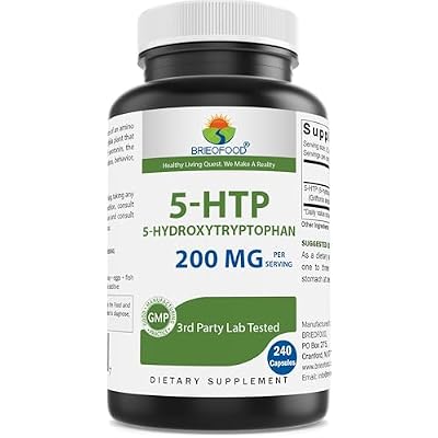 Brieofood 5-HTP 200mg per Serving - 240 Capsules - 5-Hydroxytryptophan for Healthy Relaxation - 3rd Party Lab Tested