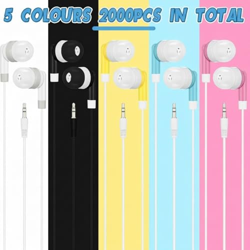 Image of Kigeli 2000 Packs Wired Earbuds Bulk, Colorful