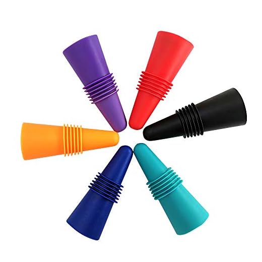 6PCS Wine Stoppers, AK1980 Silicone Reusable Sparkling Wine Bottle Stopper and Beverage Bottle Stopper with Grip Top for Keep the Wine Fresh