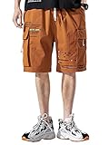  ORANDESIGNE Hommes Shorts Bermudas Casual Multi-Poches Pantalon Cargo Court Décontracté Baggy Pantacourt Outdoor Bermudas Combat Pantalon Court de Loisir Travail Sport Jogging B Marron XL