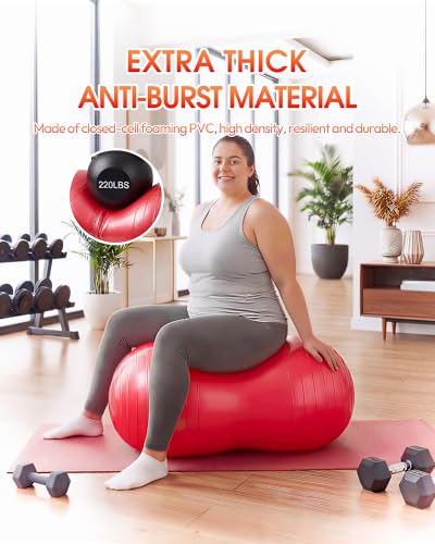 Image of Premium Peanut Ball - 100x50cm Anti-Burst Exercise Ball for Physical Therapy, Pregnancy Labor & Home Fitness Sensory| Non-Slip Design | Quick-Inflate Pump Included