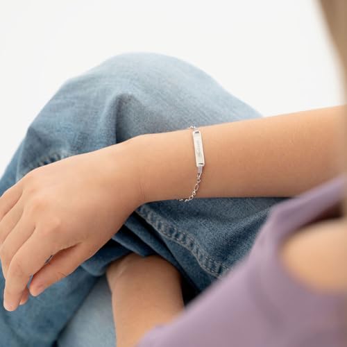 925 Sterling Silver Personalized Tag Identification Bracelet For Babies and Little Kids - Customized Tag ID Bracelet For Children with Rondel Link - Children's Engraved Bracelet Gift3