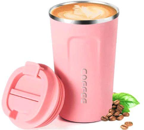 Coffee Travel Mug, 17 Oz Insulated Tumbler Leakproof Lid Thermal Vaccum Coffee Mug Stainless Steel Double Wall Reusable Coffee Cup For Hot Cold Coffee Tea Drinks In Travel Car Camping (Pink) #TOP4