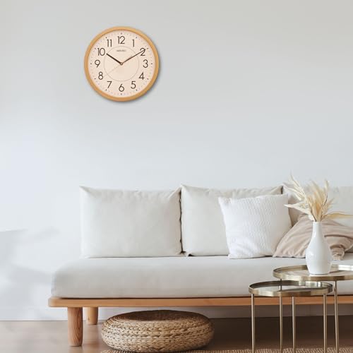 Image of SEIKO Elegant Round Analog Yellow Plastic Home Decor Wall Clock with Sweep Movement (Size: 36.1 x 3.9 x 36.1 CM | Weight: 990 gram | Color: Yellow)