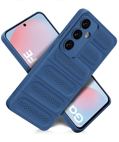 Image of WOW IMAGINE Ultimate Silicone Back Cover Case for Samsung Galaxy S24 FE 5G | Heat Dissipation Thin Soft TPU | 360 Camera Protection | Breathable Cooling Holes - Deep Blue
