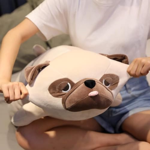 Image of Tickles Cute Pug Dog Soft Stuffed Plush Animal Toy for Kids Birthday Gift (Color: Brown; Size: 60 cm)