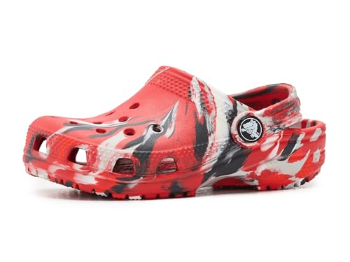 Crocs Kids Unisex Classic Marbled Tie-Dye Clogs (Toddler) Flame/Multi 9 Toddler Medium