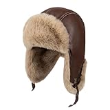 Generisch Bonnet d'aviateur pour femme   En peluche   Avec protection des oreilles   Coupe vent   En cuir russe   Pour homme et femme, R BW1, taille unique