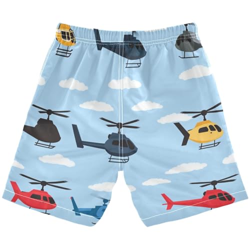 Boys Beach Board Shorts Helicopter Plane Cartoon Swim Trunk Teen Swimwear 8-16Y Multicolor2