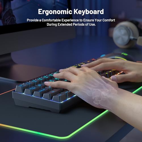 Image of Snpurdiri - 60% Wireless Gaming Keyboard and Mouse Combo, 2000mAh LED Backlit Rechargeable Battery, Small Membrane Mechanical Keyboard + 3200DPI 6D Mice for Gaming, Office