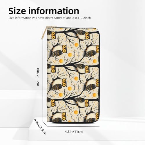 Vintage Owl Tree Pattern Print Wallet Women Men, Long PU Leather Wallets for Women, Cute Womens Travel Wallet Purse Pouch with Zipper Pocket3