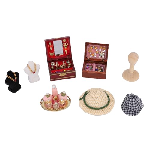 Plateau de parfum vintage et boîte à bijoux miniature, cadeau idéal pour modéliste 1:12