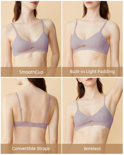 Image of Organic Pima Cotton Bra Wireless Padded Bralette Breathable Comfortable Bras for Women Everyday Triangle Bralette