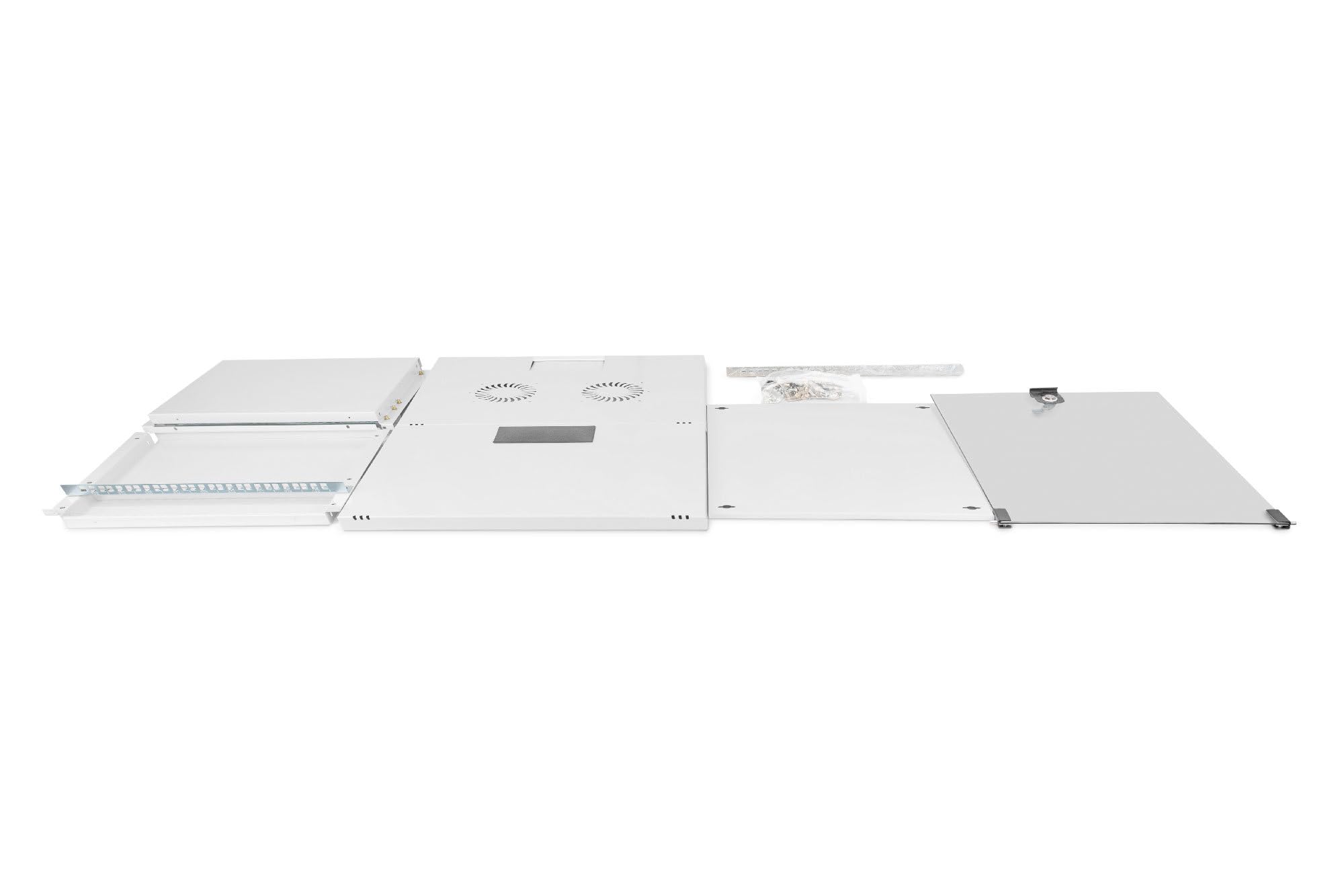 DIGITUS Netzwerk-Schrank 19 zoll 9 HE - unmontiert - Wandmontage - 400 mm Tiefe - Traglast 60 kg - Glastür - Grau | 400 mm Tiefe – 270 mm Nutztiefe – Wandmontage – Traglast 60 kg – Glastür