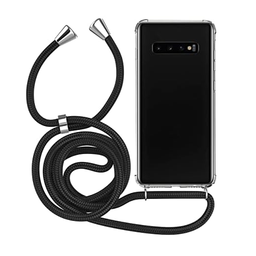 MyGadget Handykette für Samsung Galaxy S10 Plus - [ TPU Hülle mit verstellbaren Band ] - Handyhülle mit Handyband zum Umhängen Kordel Schnur Case Schutzhülle - Schwarz