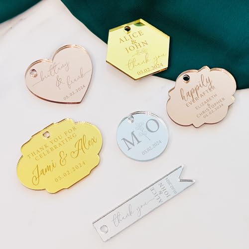 (12Pack) Custom Wedding Mirror Tags Personalized c Welcome to Our Wedding Favor Gift Tags With Hole Wedding Party Favor Handmade Items