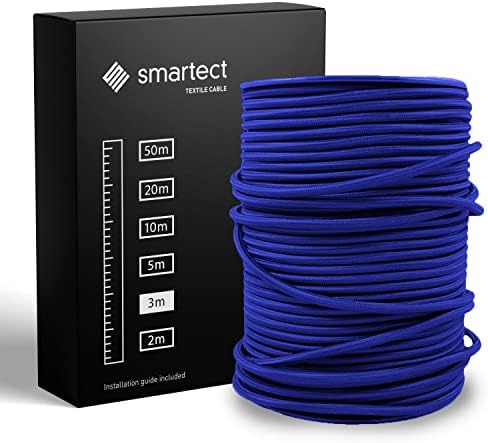 smartect Braided Cable - Black - 5 Metres - 3 Core Electrical Cable (3 x 0.75mm²) - Vintage Electrical Wire for Your DIY Project