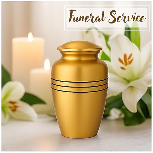 Image of Urns for Human Ashes for Women Decorative Urn for Human Ash Woman Men Large up to 220 lbs Decorative Memorial Funeral Burial Urn for Ashes Male Female Dad Mom (Gold Black)