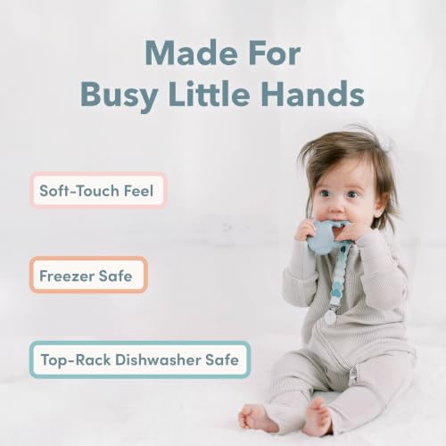 Image of Loulou Lollipop Wild Silicone Teether for Babies 4 Months and Up, Textured Teething Ring for Sore Gums, BPA-Free Food-Grade Silicone, Easy-Grip Open Shape, Dishwasher & Freezer Safe, Shell Pink