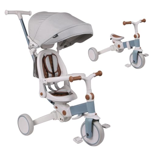Olmitos - Triciclo Evolutivo de Bebé 5 en 1 - Bicicleta Niños Desde 1 Año hasta 5 años - De Triciclo a Bicicleta con o sin Pedales – Adaptable y transformable (Evol, Azul)
