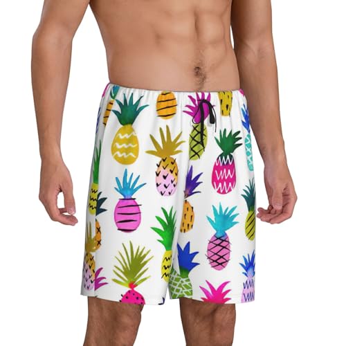 Pantalon de pyjama court homme imprimé ananas multicolore
