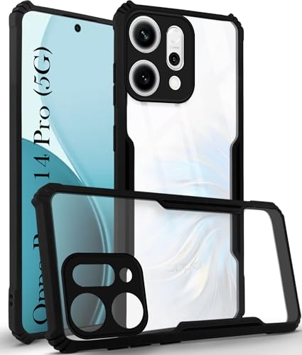 Image of Jkobi Back Cover Case for Oppo Reno14 Pro 5G | Oppo Reno 14 Pro 5G (Shockproof with Polycarbonate Clear Panel | Professional Black)