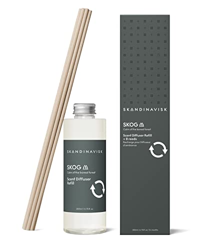 Skandinavisk SKOG Forest Reed Diffuser Refill with 8 Reeds. Lasts +3 Months. Notes: Pine Needles and Fir Cones Birch Sap and Lily of The Valley. 200 ml