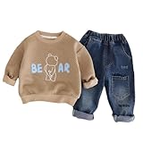 [YJSO] キッズ服 男の子 春秋冬 上下セット 子供 長袖 子供服 カジュアル 幼児 赤ちゃん服 男の子 女の子 かわいい tシャツ カーキ トレーナー パンツ 110 スウェット トップス パンツ ズボン ずぼん 普段着 ベビー服 子供服 キッズ ベビー服