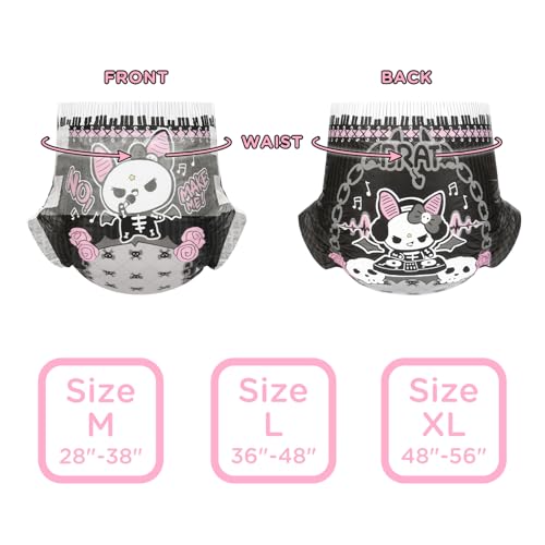 Image of Littleforbig Ultra Absorbent 7000 mL Printed Diaper 2 Pieces - Goth Brat (X-Large 48 inch-56 inch)