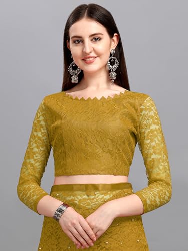 Image of LOROFY Women's Brasso Net Saree With Blouse