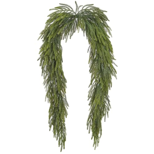 SilksAreForever 8' Wide Artificial Willow Pine Mantel Swag -Green (Pack of 2)