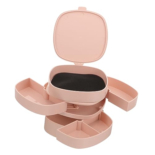 Boîte bijoux rotative 4 niveaux avec support boucles d'oreilles et rangement colliers