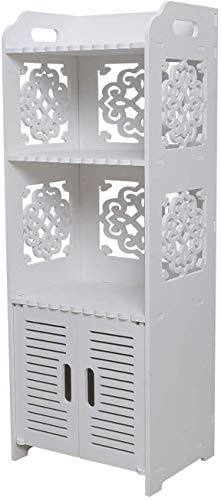 Hollylife Mueble de Baño, Armario Auxiliar de Almacenaje Impermeable para Cocina Dormitorio Baño, Anti-Moho y Humedad, 2 Estantes y 1 Puerta. 80x30x22cm, Blanco