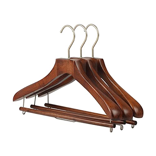 JINGYAN Standard Hangers High-Grade Wooden Hangers 5 Pack with Finish Solid Wood Coat Hanger with 360° Swivel Hook for Home